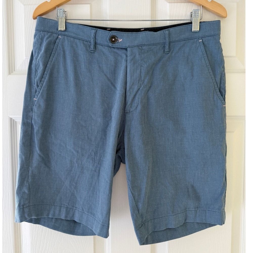 Ted‎ Baker London Mens 33R Blue Micro Pattern Chino Golf Shorts Preppy Tailored